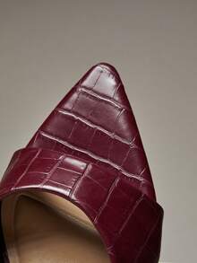 SHUZIA 女士舒适小猫跟尖头凉鞋 - 酒紅色 - 查看 7