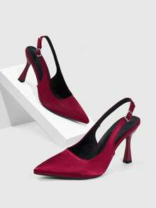 CUCCOO SZL Women's Pointed Toe Buckle Strap High Heel Sandals, Suitable For Office Wear, Autumn/Winter - Burgundy - View 1