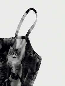 ROMWE Anime 性感可爱印花迷你连衣裙 - 黑色 - 查看 3