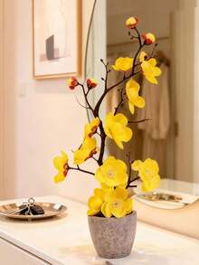 1 chậu hoa đào nhân tạo 30cm kèm bình, cây hoa mùa xuân nhân tạo trang trí trong nhà và ngoài trời, cây giả, trang trí mùa thu, phòng, bàn làm việc, trang trí sân vườn, đồ trang trí nhà cửa ngày Valentine, hoa giả trang trí phòng khách, đám cưới, sinh nhật, trang trí mùa thu, trang trí nhà bếp, cây giả trang trí nhà cửa, đồ dùng học tập cho năm học mới - trắng - Xem 5