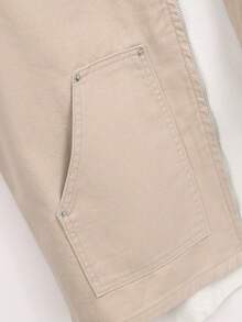 Manfinity LEGND Men's Casual Everyday Contrast Collar Zip-Up Sleeveless Denim Jacket - Apricot - View 8