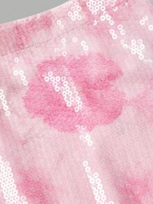 SHEIN MOD 女士时尚派对亮片迷你裙 - 粉色 - 查看 5