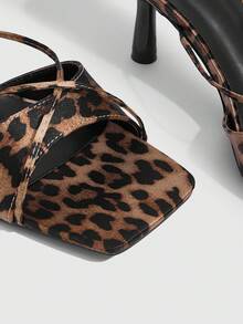 CUCCOO SZL Women's Fashionable Elegant Leopard Print Heeled Sandals Valentine's Day - Multicolor - View 6