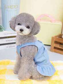 PETSIN 狗狗服装、猫咪服装、动物裙装、宠物春夏新品系列、幼犬连衣裙、公主风百搭连衣裙、条纹印花、小型动物服装、清凉防晒霜 - 彩色 - 查看 13