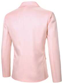 Manfinity AFTRDRK Men's Notched Collar Bird Embroidery Single-Breasted Long Sleeve Suit Jacket, Fashionable Commuter Outerwear - Pink - View 2