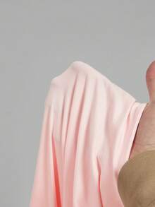 SHEIN MOD Crew Neck Ruched Flare Sleeve Cinched Waist Asymmetric Hem Burgundy Versatile T-Shirt - Pink - View 5