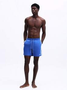 SUMWON Quần bơi có sọc trắng bên hông và dây rút ở eo, thích hợp cho kỳ nghỉ hè ở bãi biển, hồ bơi. - Màu xanh lam - Xem 3