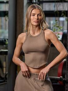 Easithlete Contrast Mesh Raglan Sleeve Crop Sports Long Sleeve Tee Gym Topworkout Tank Top - Multicolor - View 4