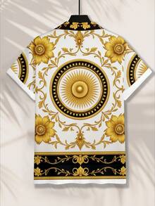 Manfinity LEGND Men's Fashionable Casual Printed Short Sleeve Button-Up Shirt - Multicolor - View 2