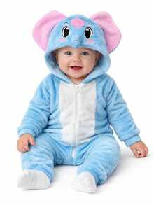 Enterizo bebe animalitos con capucha suave adorable - Celeste - Ver 2