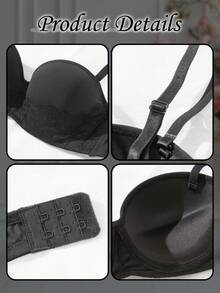 DesireSculpt 1 chiếc áo ngực nữ dáng thường ngày thoải mái, có gọng, phối ren, màu đen. - màu đen - Xem 6