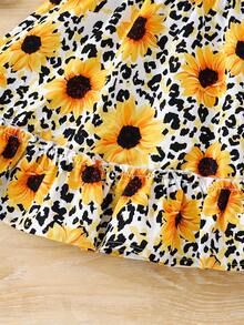 SHEIN 两件套少女碎花编织休闲背心和迷你裙套装 - 彩色 - 查看 8