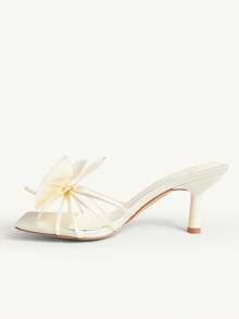 CUCCOO CHICEST Giày sandal nữ đơn giản màu đen họa tiết da rắn, mũi vuông, gót thấp, kiểu dáng thanh lịch, thích hợp cho đám cưới. - Màu vàng nhạt - Xem 5