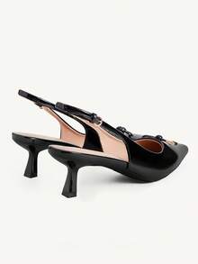 CUCCOO HITCHD Women's Pointed Toe Buckle Design Everyday Versatile Fashion High Heels Valentine's Day Elegant Shoes - Black - View 9