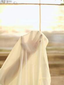 MOTF PREMIUM WOMEN'S LACE PATCHWORK TIE COLLAR LONG SLEEVE BLOUSE, SPRING/SUMMER - Apricot - View 9