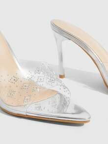 CUCCOO SZL 女士夏季新款银色透明膜水钻高跟凉鞋 时尚华丽性感派对宴会女士凉鞋拖鞋 - 銀色 - 查看 6