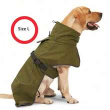 Dog Raincoat - Waterproof Dog Winter Jackets Windproof Coat With Velvet Inner Winter Dog Rain Adjustable Coat With Reflective Strip Green - Army Green - View 16