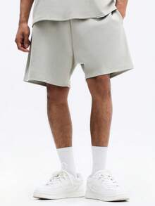 SUMWON Essentials 宽松圆领短袖T恤和配套短裤套装，休闲夏季居家服 - 淺藍色 - 查看 5