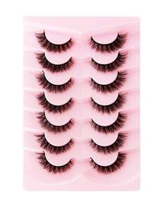 7 Pairs Of Natural Long Transparent Band Cat Eye False Eyelashes, Beginners Exquisite And Comfortable Eyelash For Daily, Dating And Holiday Use Strip Lashes, Lashes, Eyelashes, Fake Lashes - Black - View 14