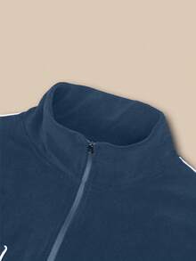 INAWLY Women's Short Zip-Up Tracksuit Set, Solid Color, Autumn/Winter - Royal Blue - View 7
