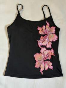 Glimmora Women's Summer Vacation Casual Sequin Camisole - Black - View 3