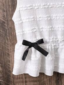 2pcs/Set Girls Jacquard Sleeveless Top And Pants, Suitable For Summer Outings, Vacation, And Daily Wear - White - View 5