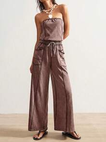Bohemela Bộ jumpsuit nữ thời trang thắt eo với thiết kế quây ngực, phù hợp cho mặc hàng ngày, hẹn hò và đi chơi. - Rỉ Nâu - Xem 5