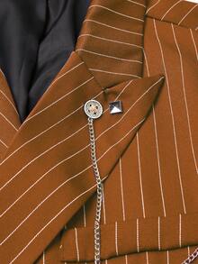 Manfinity Mode 男士简约线条印花长袖上衣和裤子套装 - 咖啡棕 - 查看 6