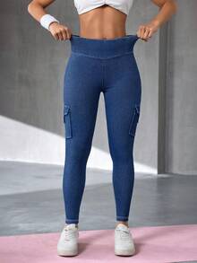 Flexra Women's Casual Pocket Skinny Jeans - Dark Wash - View 3