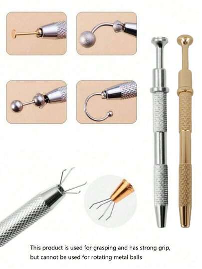 1개 4개 발톱 보석 픽업 도구, 스테인리스강 피어싱 볼 그래버 도구, 소형 부품 그래버용 4개 발톱 픽업 도구, 스폰지 픽업용 매니큐어 도구, 크리스마스 홀리데이 선물용 네일 도구