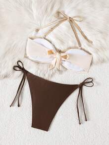 Swim Chiccia 两件套女士优雅比基尼套装，双色面料泳衣 - 彩色 - 查看 2