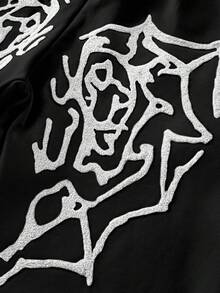 PAVTROS Quần nỉ nam phong cách đường phố phổ biến của INS, thêu họa tiết mạng nhện và trái tim, chất liệu vải mềm mại, dáng rộng, màu hồng, món quà lý tưởng cho bạn trai/chồng, quà kỷ niệm. - màu đen - Xem 2