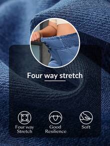 Flexra Quần jean denim co giãn dáng ôm vừa vặn, cạp cao, thoải mái dành cho nữ cỡ lớn - Rửa trung bình - Xem 10