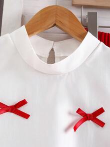 两件套少女无袖红白蝴蝶结装饰上衣搭配宽松舒适长裤，时尚夏季户外活动派对服装，2026春夏新款 - 彩色 - 查看 8