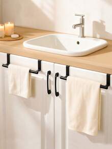 Madebyblanc 1PC Single Rod Towel Rack Cabinet Door Back Type Hanging Rack Non-Punched Towel Rod - Multicolor - View 2