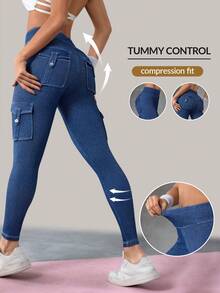 Flexra Women's Casual Pocket Skinny Jeans - Dark Wash - View 1