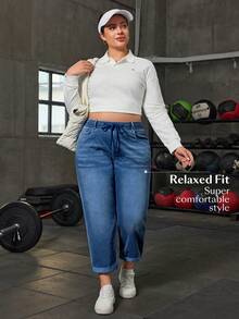 Flexra Plus Size Women Casual Elastic Waist Skinny Jeans - Medium Wash - View 4