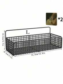 Space-Saving Wall Storage Rack, No-Drill Hanging Organizer For Clutter-Free Bathroom & Kitchen - Black - View 10
