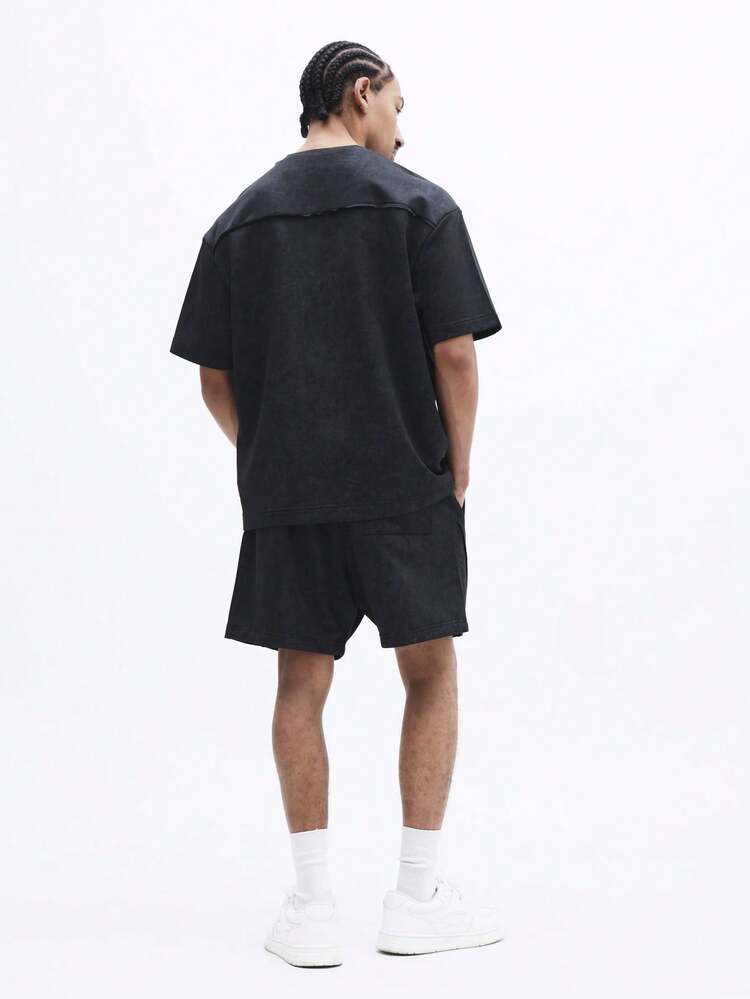 SUMWON Ensemble coordonné t-shirt noir surdimensionné et short décontracté avec imprimé Berlin pour le streetwear et la tenue de détente d'été