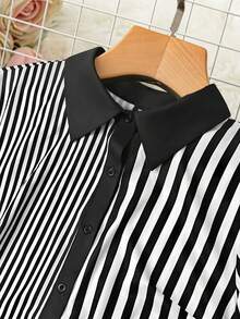 GlowEve CURVE Đầm dài tay kẻ sọc dành cho nữ cỡ lớn, thích hợp mặc đi chơi, dự tiệc hoặc mặc hàng ngày. - Đen và trắng - Xem 3