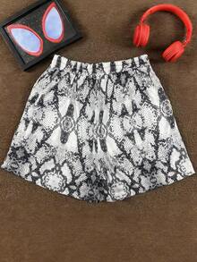 Manfinity 男士夏季休闲蛇纹印花抽绳腰短裤 - 彩色 - 查看 2