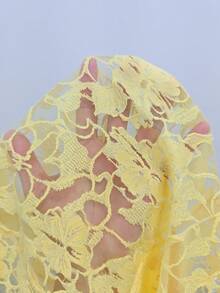 INAWLY Textured Fabric Loose Fit Hooded Women's Light Yellow Lightweight Jacket - Yellow - View 6