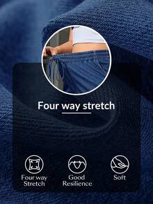 Flexra Jeans casuales holgados de cintura elástica para mujer de talla grande - Azul lavado oscuro - Ver 8