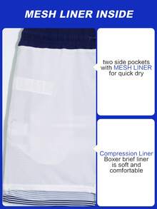 Manfinity Swimmode Men Loose Striped Beach Shorts In Vacation Style Milk Silk Lining - Red and White - View 6