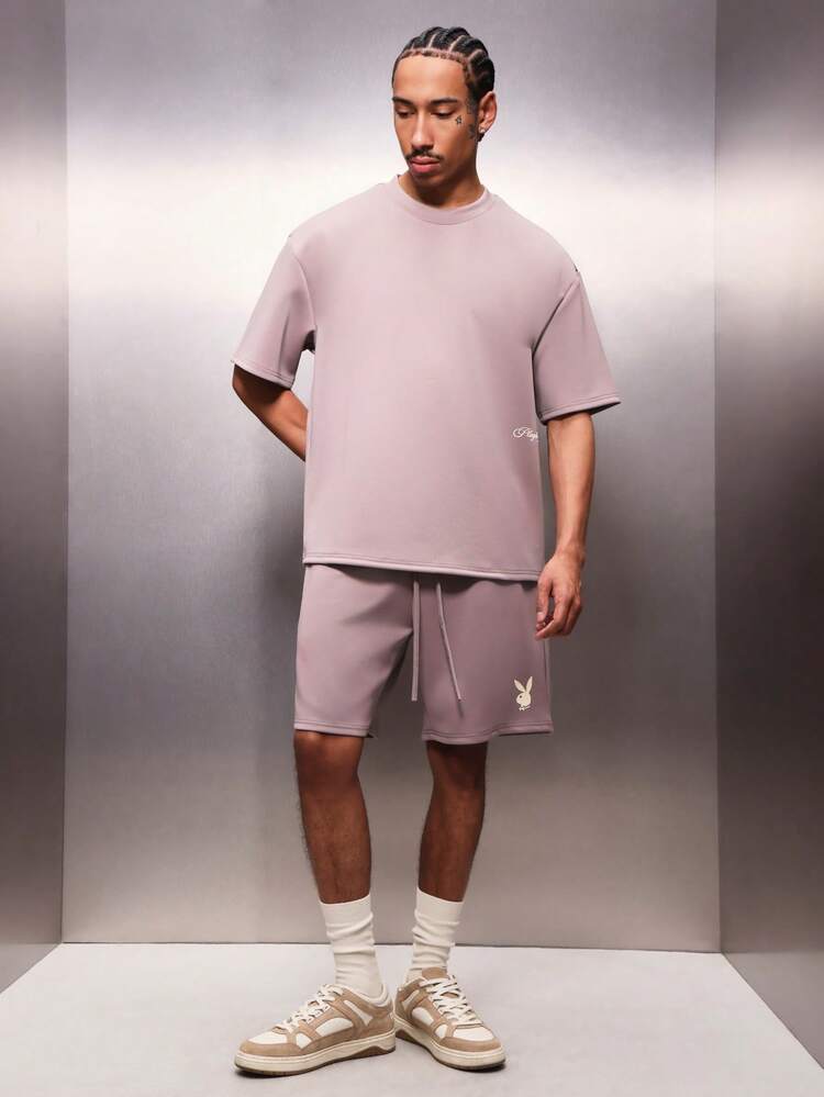 PLAYBOY X SUMWON Oversized T-Shirt And Shorts Set With Bunny Logo