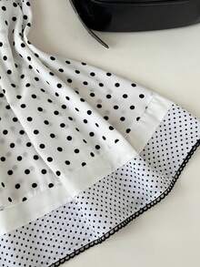 Elamini Women's Polka Dot Print Casual Short Sleeve Dress White Polka Dot Dress Polkadot Dress Mini Dress Summer Dress Cute Dress - Black and White - View 3