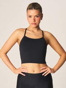 MISSGUIDED Sujetador deportivo con espalda de tirantes, detalle cruzado y diseño de espalda de tirante para un estilo de vida activo, entrenamiento y rutinas de ejercicio - Negro - Ver 5