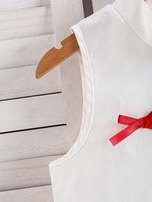 两件套少女无袖红白蝴蝶结装饰上衣搭配宽松舒适长裤，时尚夏季户外活动派对服装，2026春夏新款 - 彩色 - 查看 6