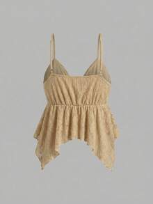 Glamine Áo hai dây ren trắng vạt lệch cho nữ mùa hè - Màu Khaki - Xem 4