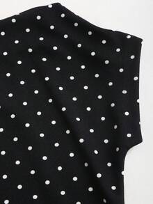 Sweetra Women's Romantic Polka Dot 3-In-1 Design Waist Cinched A-Line Dress, Flattering & Slimming, Suitable For Spring/Summer, Date Or Casual Dining - Black - View 7
